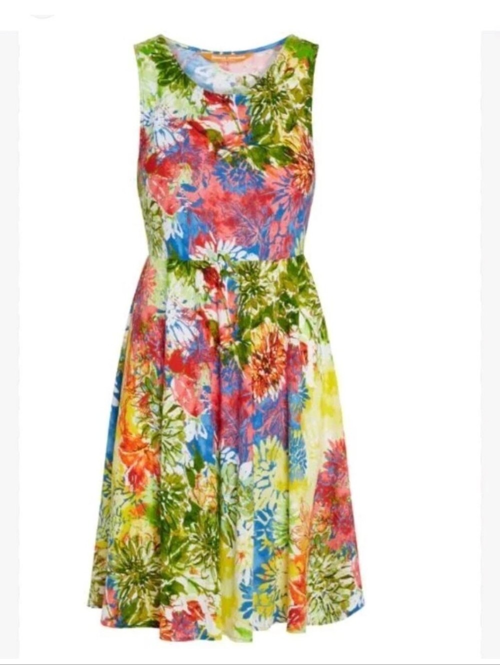 Vtg 90s Jams World Natalie Santini Midi Dress XL Multi Colored Retro Floral USA